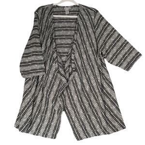 Catherines Cardigan Sweater Womens 2X Black Knit Cotton Blend 3/4 Sleeve Boho